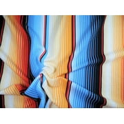Bullet Printed Liverpool Textured Fabric Stretch Serape Stripe Orange Blue V16 (Yard)