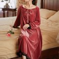 thumbnail image 3 of Defitshape Women's Warm Long Sleeve Nightgown Tea Length NightdressVelvet Sleep Dress Vintage Lace Pleated Pink Large, 3 of 5