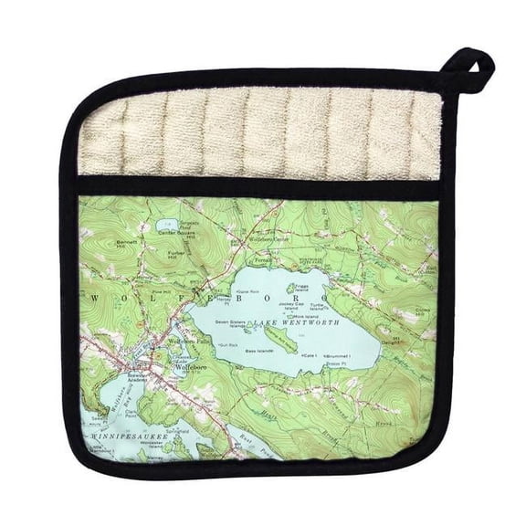 Betsy Drake PT654 Lake Wentworth, NH Nautical Map Pot Holder