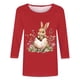 thumbnail image 5 of Xuyuer Ladies' Easter Print Round Neck Three Quarter Sleeve 3/4 Sleeve T-shirt Loose Tops Casual Loose Fit Crewneck T Shirts Tunic Tops, 5 of 5
