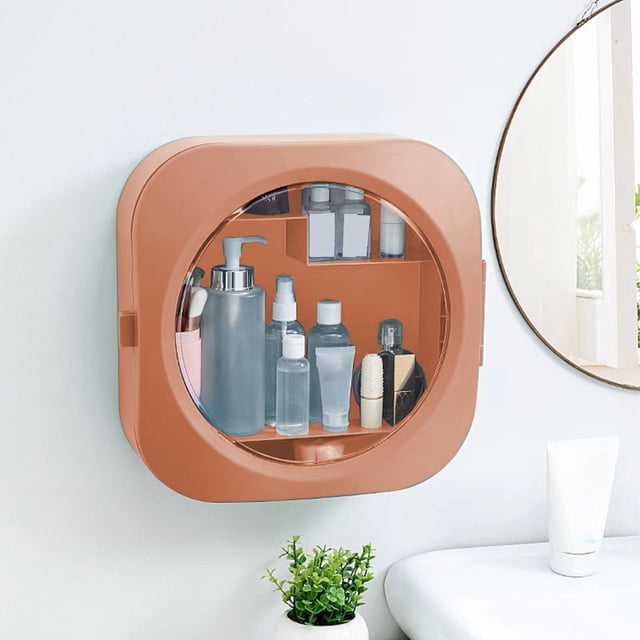 Organizador de cosméticos montado en la pared a prueba de humedad para el hogar, gran capacidad, estantes de baño montados en la pared, diseño compartimentado, sin orificios, uso en múltiples