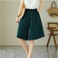 thumbnail image 3 of Summer Ladies' Comfortable Solid Color Casual Shorts with Elasticated Waist, Lightweight, 3 of 7