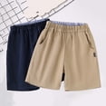 thumbnail image 4 of YAYUBA Boys Stretch Pull On Chino Shorts Kids School Uniform Youth Shorts, Navy, 15-16 Years, 4 of 4