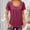Wine T-Shirts for Women, variant on Olyvenn Summer Tops for Women Short Sleeve Button Square Neck Blouse Tshirts Dressy Casual Tunic Tees Pleated Solid Clothes Wine 12