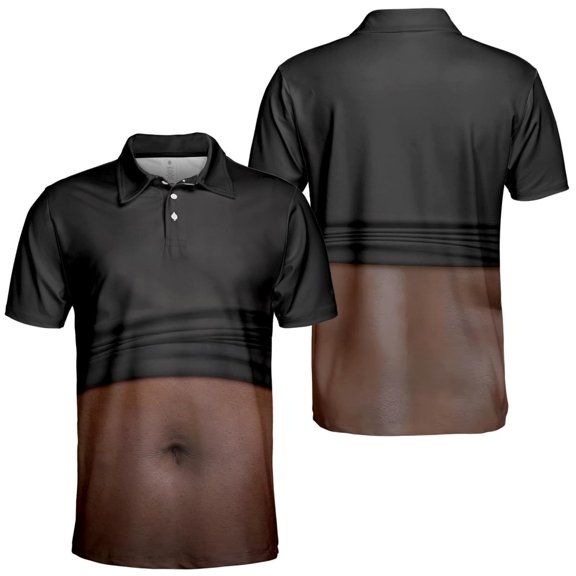 OIOLOYJM Golf Shirts for Men 3D Print Creativity Performance Short-Sleeve Mesh Casual Quick Dry Lightweight Polo Shirts Trendy Stylish Gym Collared T Shirts Black L