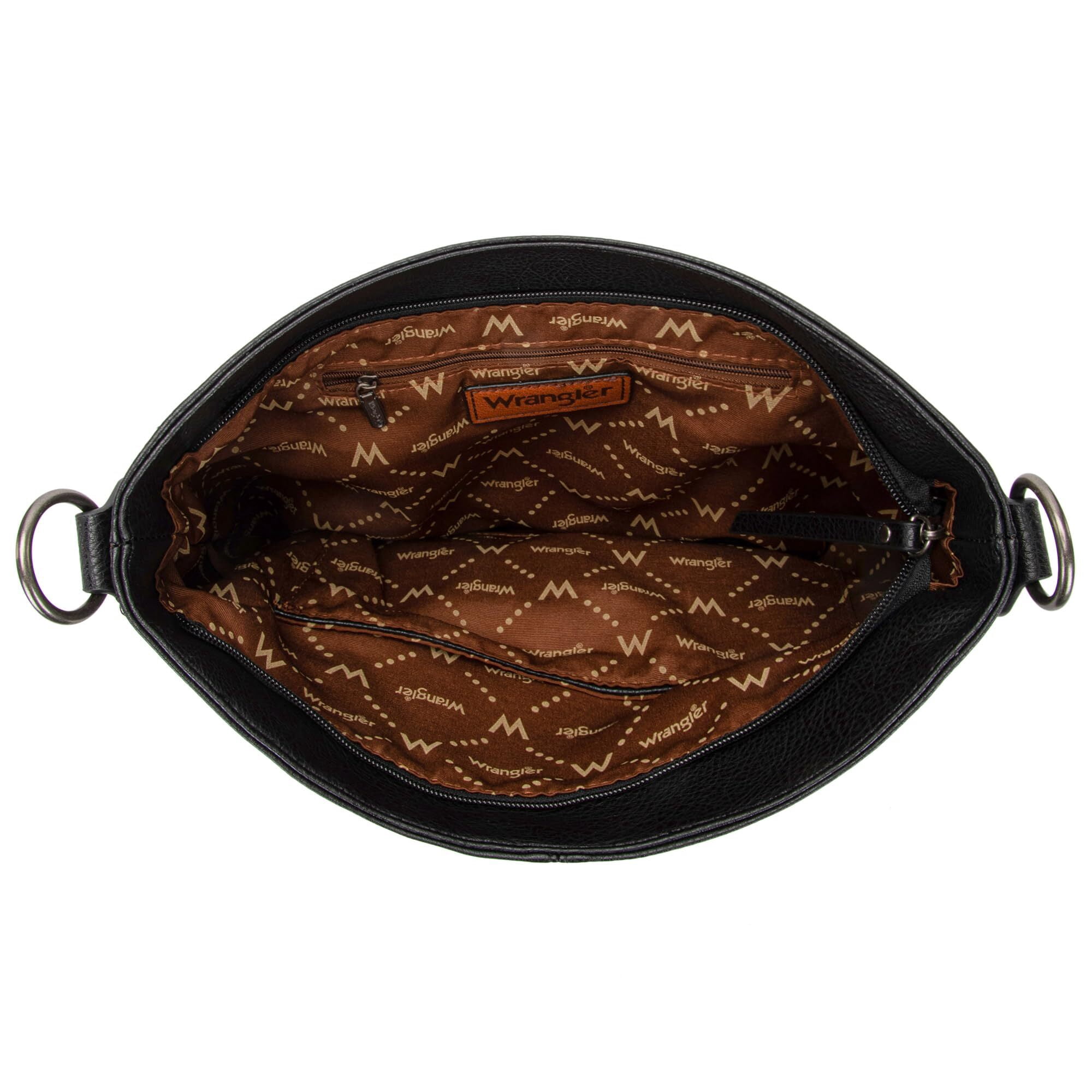 Wrangler Hobo Bags Large Crossbody Bags for Women Shoulder Purses with Striped Cotton Straps, Black