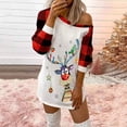 thumbnail image 2 of Vestido informal de manga larga con estampado navideño y hombros descubiertos para mujer Pompotops hdfakjf1155, 2 of 4