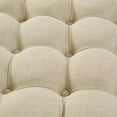 thumbnail image 6 of Inspired Home Niles Beige Linen Ottoman - Tufted Allover, Castered Legs, 6 of 7