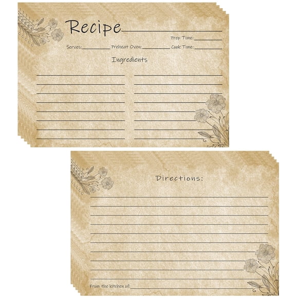 Tarjetas de recetas Tomioziey, 10 x 15 cm, paquete de 100 unidades, doble cara