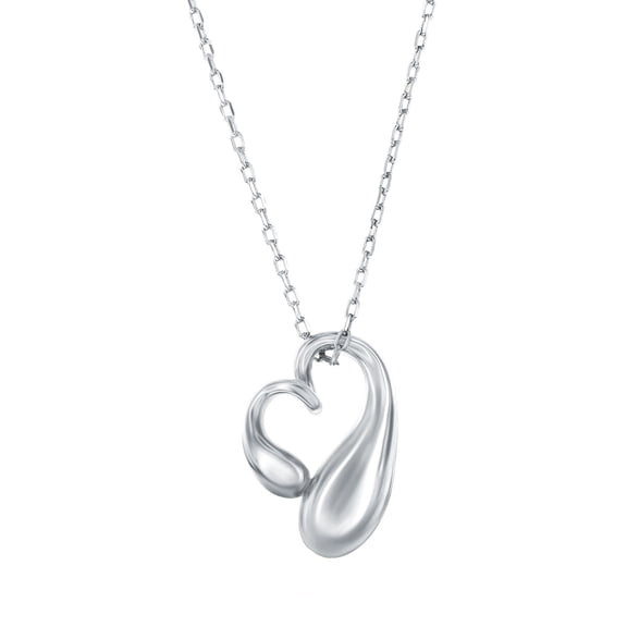 Beaux Bijoux Sideways Puffed Heart Women in Sterling Silver - Hypoallergenic Necklace for Women - Heart Pendant Necklace