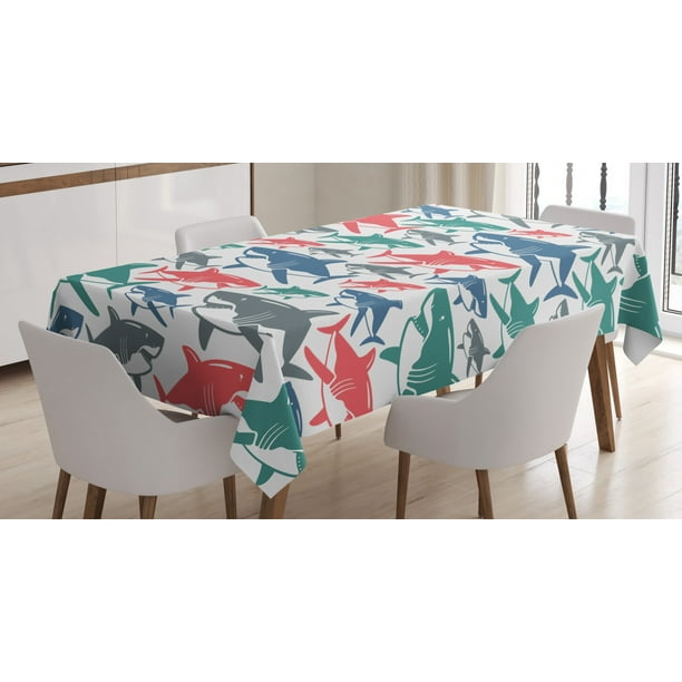 Sea Animal Decor Tablecloth Mix Of Colorful Bull Shark Family Pattern Masters Of Survival Kids Nursery Rectangular Table Cover For Dining Room Kitchen 52 X 70 Inches Multi By Ambesonne Walmart Com