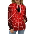 thumbnail image 4 of Red Spider Web Black Cartoon 3D Print Hoodie Men Women Autumn Thin Pullover Sweatshirt Vintage Streetwear Tops, 4 of 6