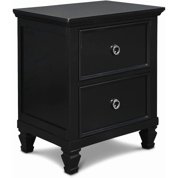 New Classic Furniture Tamarack Wood 2-Drawer Nightstand, Black