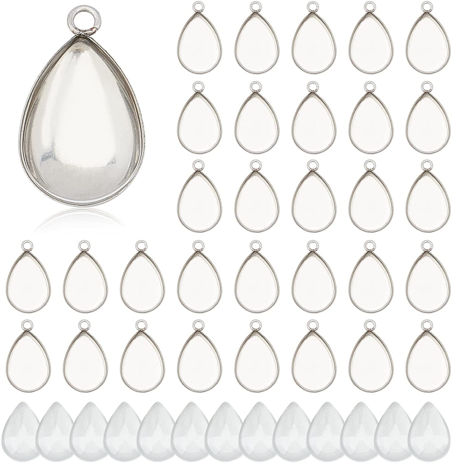 100pcs Bezel Pendant Blanks Settings 50pcs Drop Pendant Trays Bezel