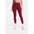 thumbnail image 3 of Women's High-Waisted 7/8 Yoga Leggings, Soft Stretch Workout Pants, Wine Red, S, 3 of 6