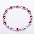 thumbnail image 4 of Red Garnet & Cubic Zirconia 925 Sterling Silver Tennis Bracelet 7.99" B973274236, New Year Sale, Valentin's Day Gift, 4 of 4