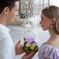thumbnail image 2 of GLAMOUR BOUTIQUE Preserved Flowers Rose in Glass Dome w/Light - Long Lasting Flowers, Flower Gifts for Women for Any Occasion - Home Decor, Comes w/Thick Gift Box - Glass Rose Flowers - Light Purple, 2 of 9