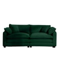 thumbnail image 2 of Modern Fabric Living Room Sofa 2 Seater Sofa with 4 Pillows, Upholstered Large and Deep Seating 2-Seat Loveseat Sofa, Corduroy (Green), 2 of 11