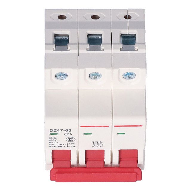 Miniature Circuit Breakers, PC Shell Modular Structure Bistable Locking Clip 3P Breaker For Lighting Equipment For Distribution Box 10A,16A,20A,25A,32A,40A,50A,63A