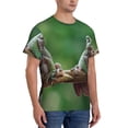 thumbnail image 2 of Bixox Men's Australian White Tree Frog Sitting on Branch Printed Short Sleeve Skinny Athletic T-Shirt, 2 of 6