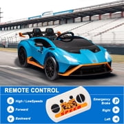 Lamborghini 24V Powered Ride On Car, Lamborghini Electric Cars Ride On Toy for Kids 3-6, 24V Ride Ons with Remote Control, 4 Wheelers Electric Car Toy for Kids, Bluetooth, 360° Spin, LED Lights, Blue