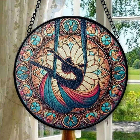 Aerialist Stained Glass SunCatcher Aerial Dancer LightCatcher Window Hanging Home Decoration Gift For Aerialist, Stained Glass Ornament 2025, Holiday Decoration, Seasonal Keepsake