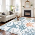 thumbnail image 3 of Rectangle Area Rug 5x8ft,Ocean Coral Starfish Shell Starfish Washable Carpet Non-Slip Runner Accent Rugs Indoor Floor Mat for Bedroom Living Room Decor,White Background, 3 of 9