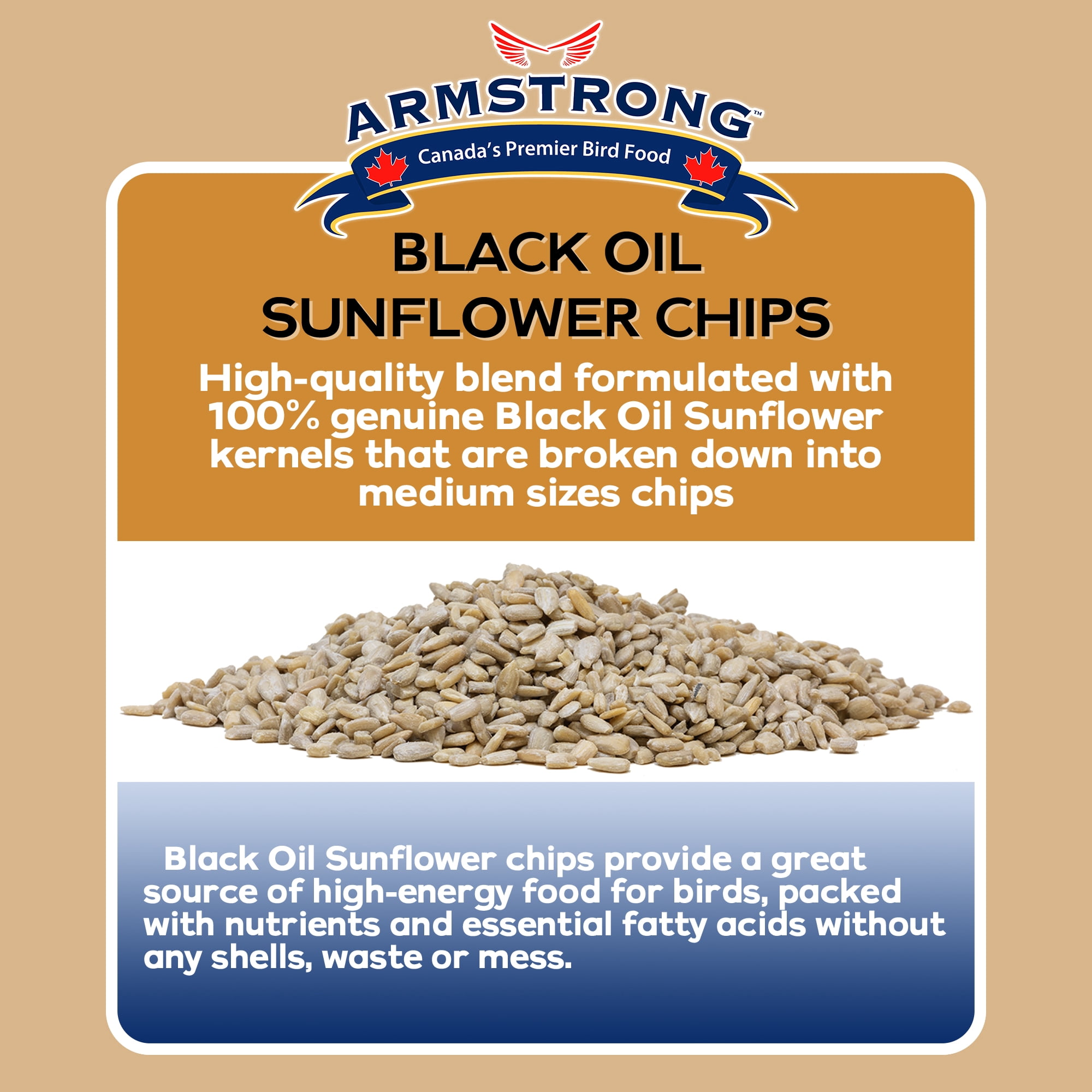 Armstrong Wild Bird Food Black Oil Sunflower Chips, 4lbs