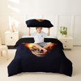 thumbnail image 2 of Homewish Glowing Sugar Skull Twin Duvet Cover,Happy Halloween Twin Bedding,Black Orange,Black Reversible,2 Pieces,1 Duvet Cover and 1 Pillowcase, 2 of 6