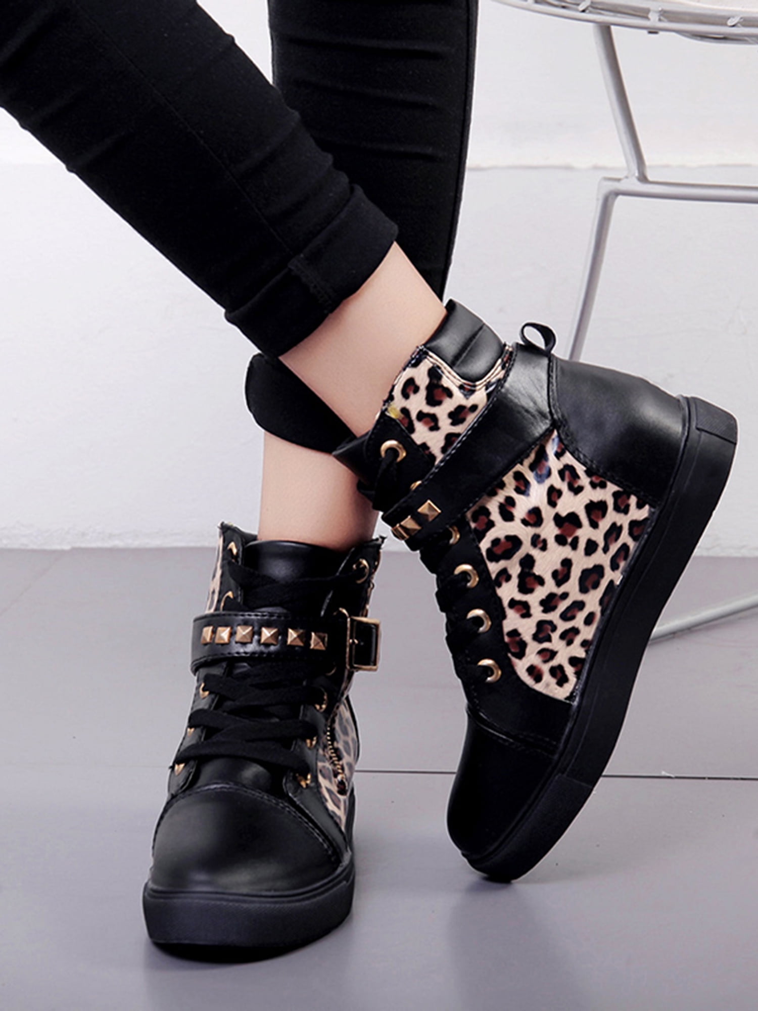 leopard sneaker boot