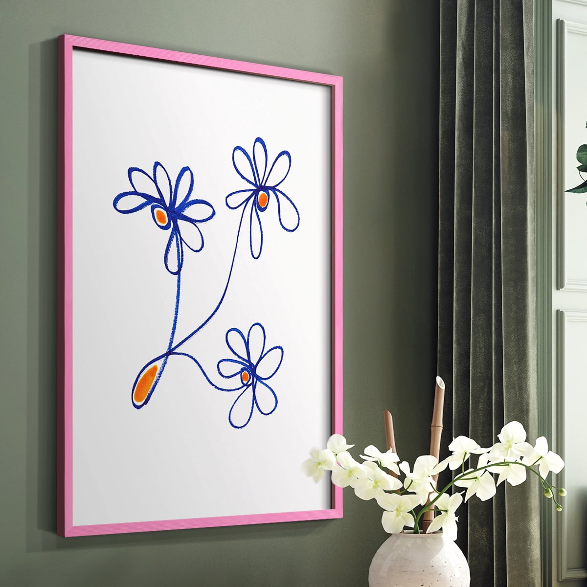 Wobbly Blooms III Framed Print - Solid Wood in Single Picture Frame Solid Wood 2 Framed Print