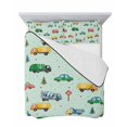 thumbnail image 7 of Quilts Twin Size Bedding Set, Teal Cartoon Truck Lightweight Quilted Comforter, Funny Cute Colorful Car Tree Polka Dot Soft Reversible Bedspread Coverlet with Pillow Covers for All Season, 68" x 86", 7 of 7