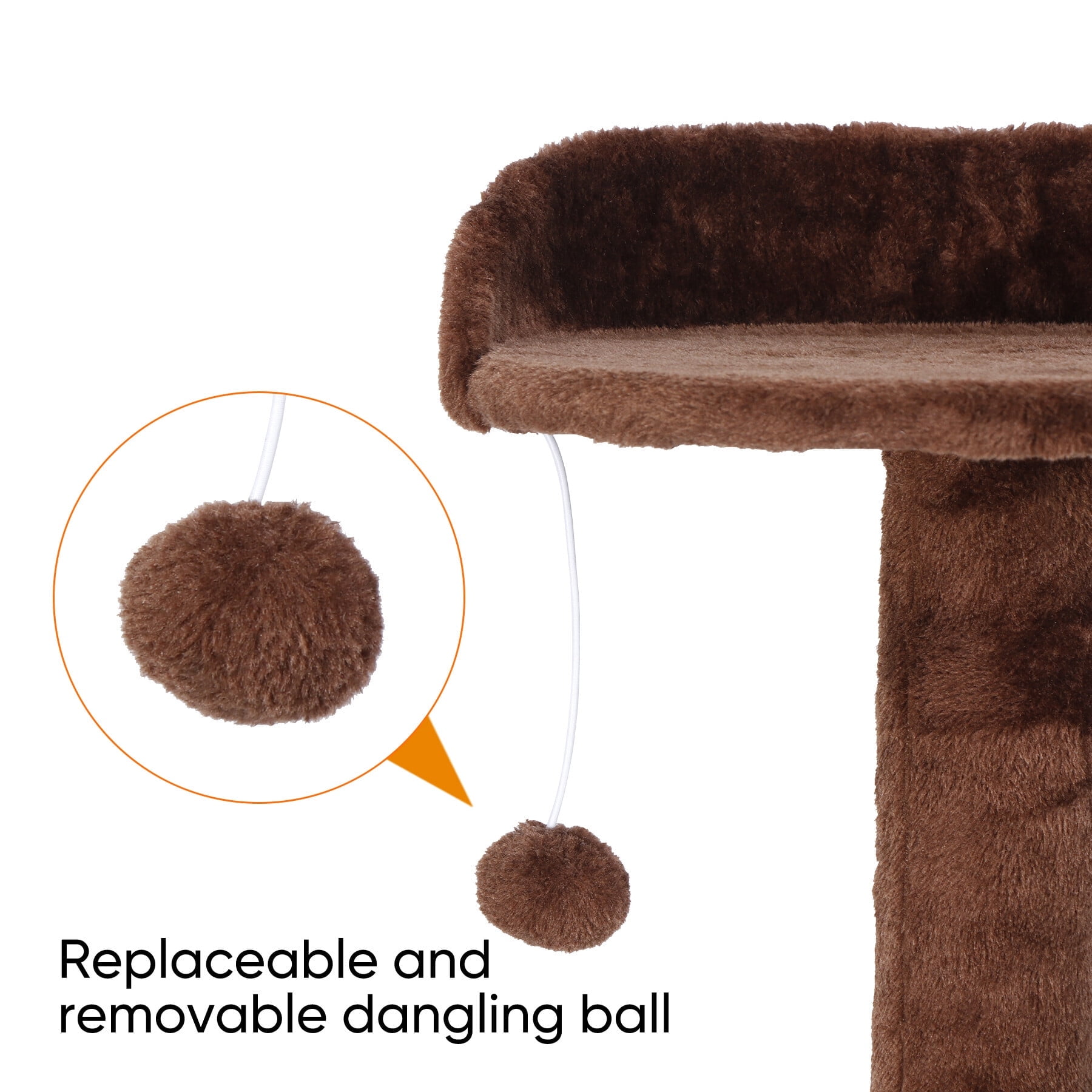 HomGarden 53'' Multi-Level Cat Tree Condo Cat Tower W/Scratching Posts & Plush Perch, Brown