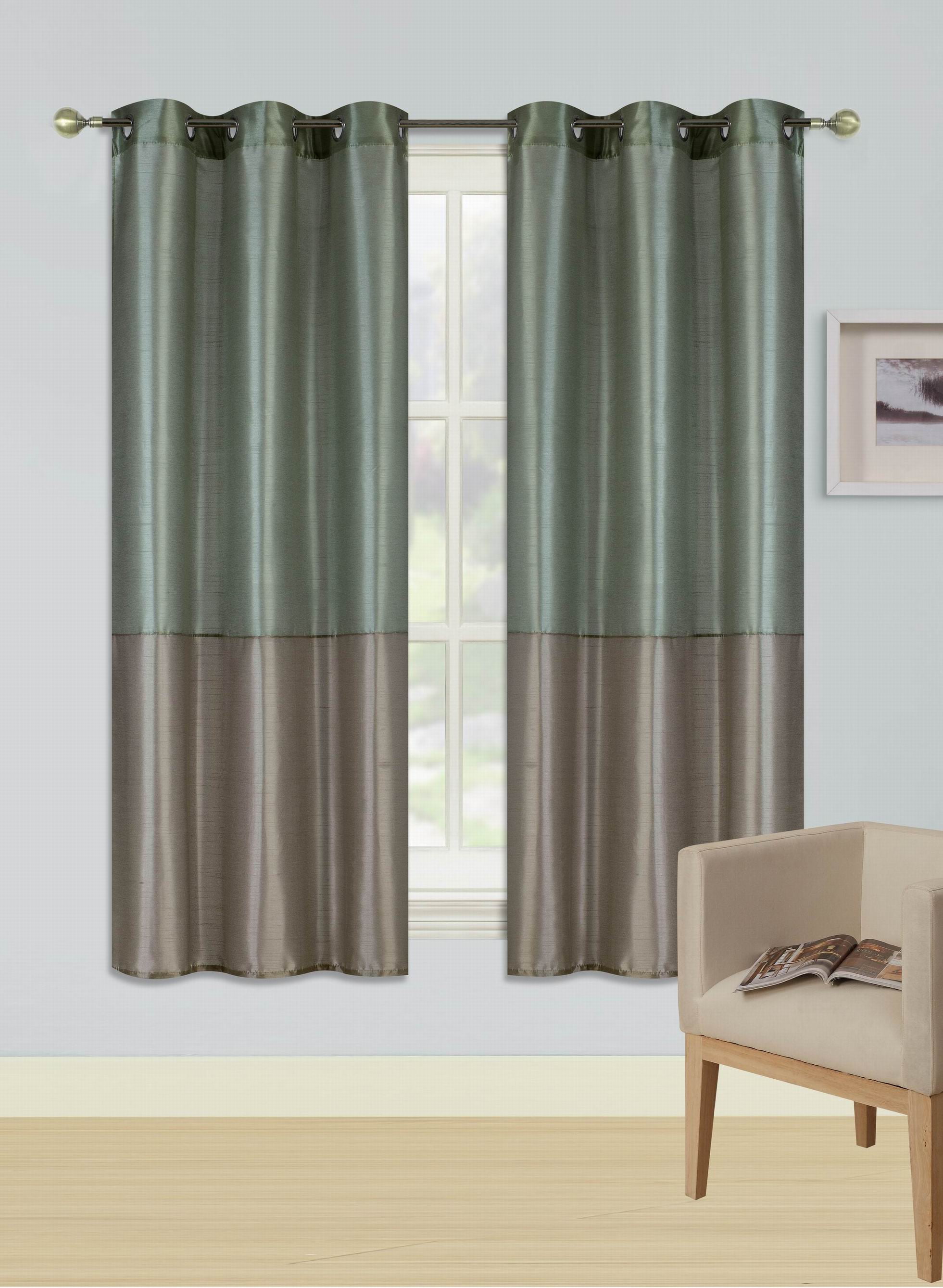 1Pc Taupe Black (Eid) Lined Foam Backing Blackout Faux Silk Drape Panel