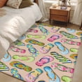 thumbnail image 4 of Kitchen Mats for Floor 3x5 Ft, Summer Slippers Non Slip Area Rugs for Kitchen Bedroom Entryway, Watercolor Flip Flops Ocean Beach Light Brown Washable Carpet Runner Rug Floor Mats for Bedroom, 4 of 8