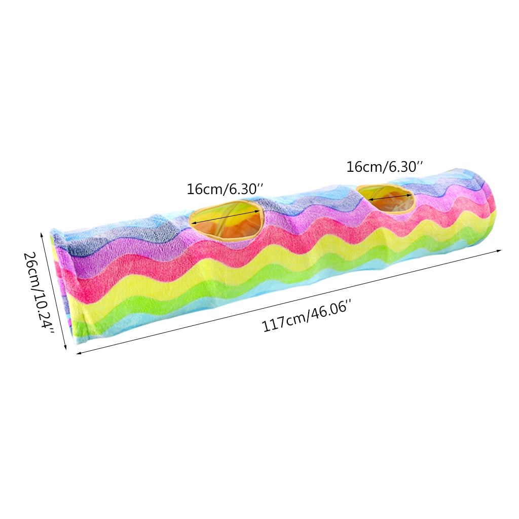 for Cat Kitten Tunnel Tube Toy with Plush Ball Portable Interesting Rainbow Wave