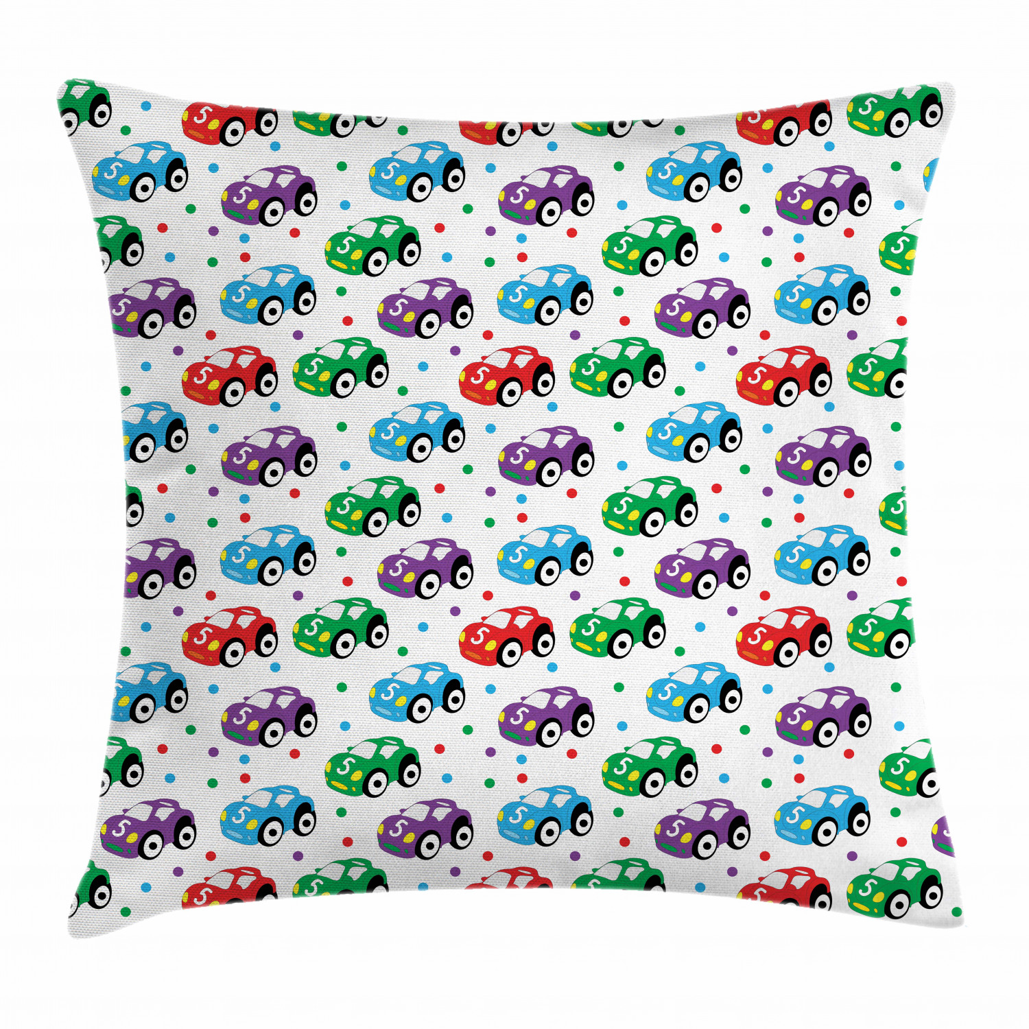 Cars Throw Pillow Cushion Cover, Children Baby Boy Toy Figures Pattern