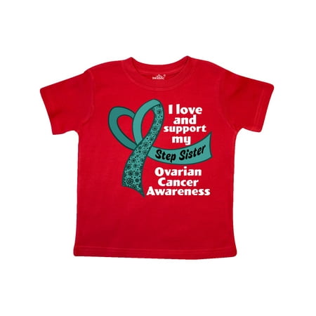 

Inktastic I Love and Support My Step Sister Ovarian Cancer Teal Ribbon Gift Toddler Boy or Toddler Girl T-Shirt