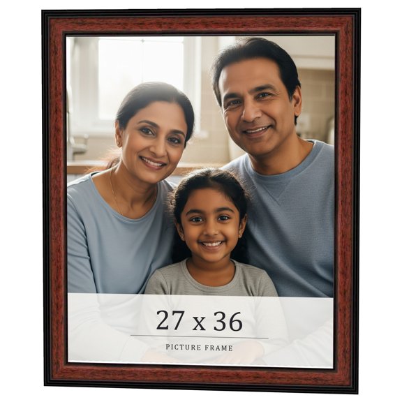 27x36 Frame Executive Brown Round Mahogany Finish Solid Wood Picture Frame | 1.25 Inch Moulding