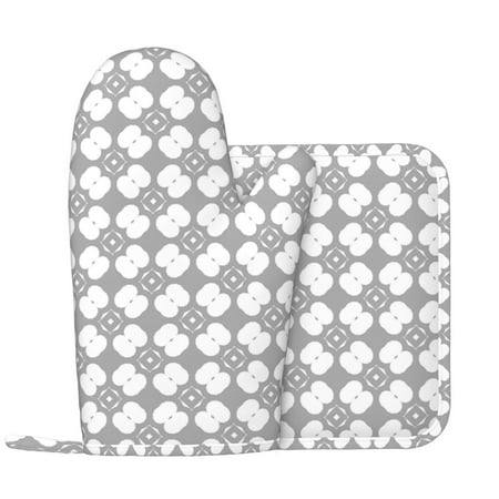 

Oven Mitts and Pot Holders Sets geometric ornamental print Non-Slip Silicone Oven Gloves Potholders Cotton Lining Heat Resistant Gloves Hot Pads for Kitchen Cooking Baking