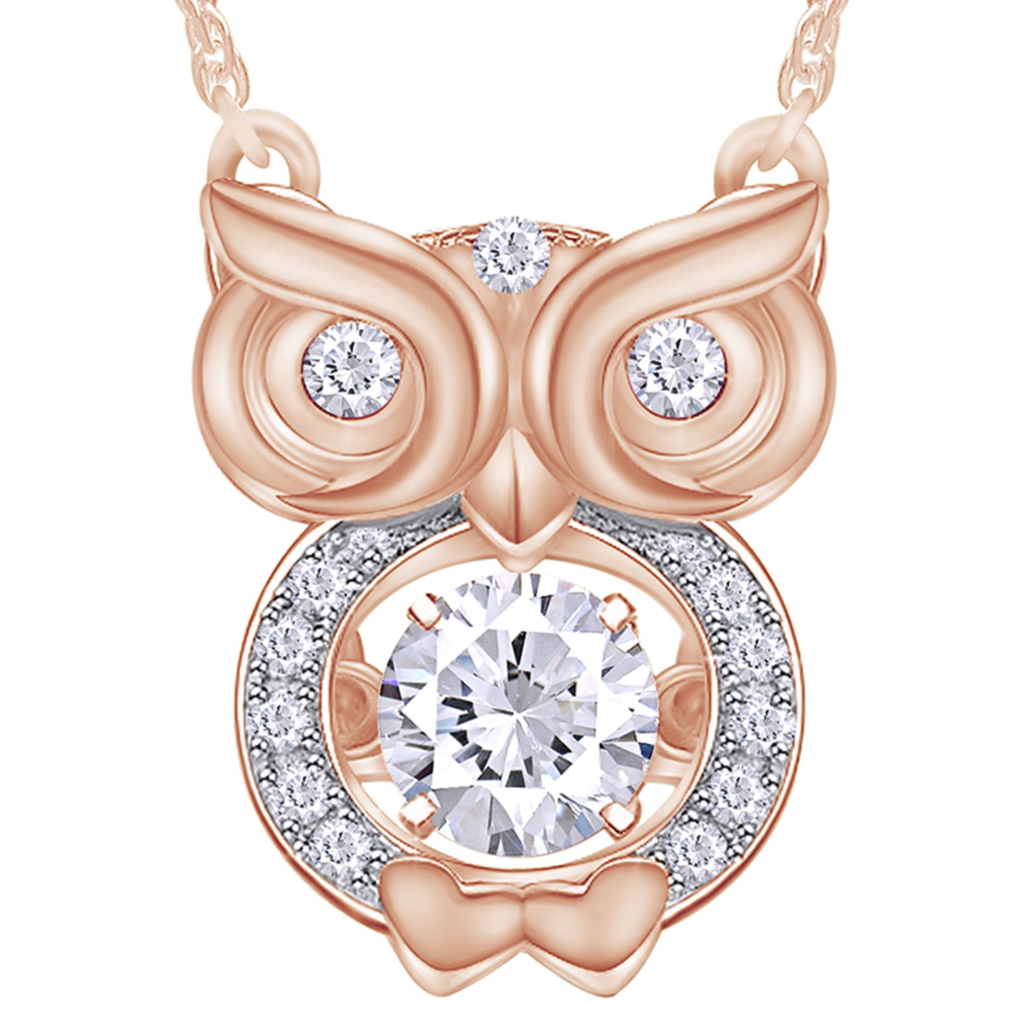 Wishrocks White /& Black CZ Dog Puppy Pendant Necklace in 14K Gold Over Sterling Silver
