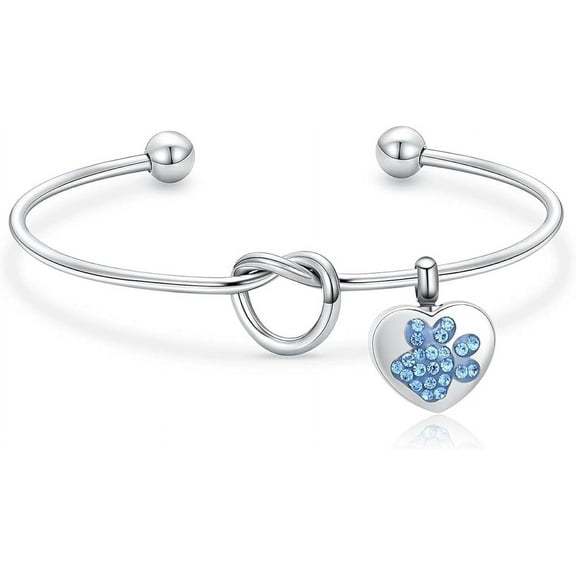 Paw Print Urn Cremation Jewelry Heart Urn Bracelet for Pet/Dog's/Cat's Ashes Stainless Steel Paw Print Keepsake Memorial Ashes Holder