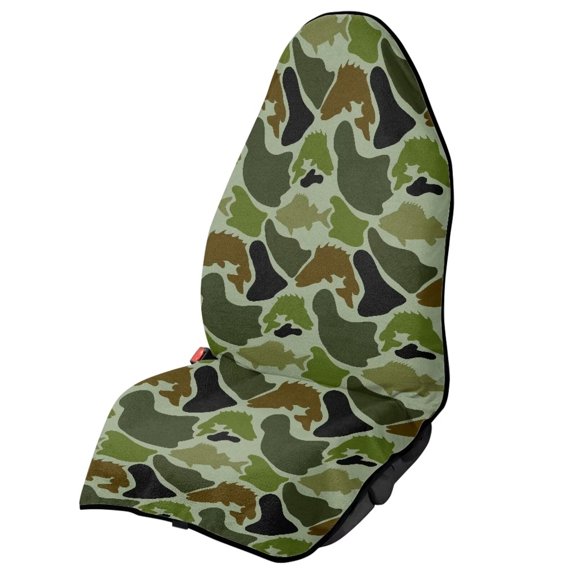 KUIFORTI Waterproof Car Seat Cover Towel, Non-Slip Washable Front Seat Protector, Easy Install for Gym, Hiking, Swimming, Beach, Fits Cars, SUVs, Trucks Fish Camo Print