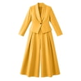 thumbnail image 4 of Guieoi Fall Outfits for Women Blazer and Wide-Leg Pants Set Two Piece Matching Set Yellow M, 4 of 6