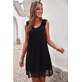 thumbnail image 4 of ABPHQTO Mini vestido sin mangas con volantes y cuello en V de lunares suizos negros para mujer, 4 of 5