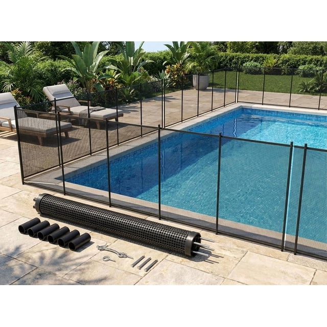 YUSAZENS Mesh Pool Fence, Removable Safety Pool Barrier for Inground Above Ground Pool Backyard Garden 4x12ft