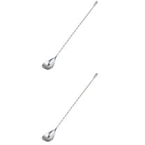WORGEOUS 2 pcs Creative Stainless Steel Bar Cocktail Mixing Spoon Spiral Pattern Long Handle Stirring Spoon(ZX030)