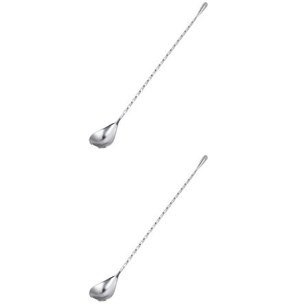 WORGEOUS 2 pcs Creative Stainless Steel Bar Cocktail Mixing Spoon Spiral Pattern Long Handle Stirring Spoon(ZX030)