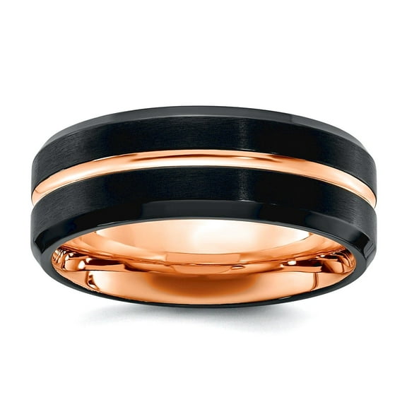 Stainless Steel Brushed and Polished Black Rose Ip Plated 8mm Band Size 9 Ring for Women and Men