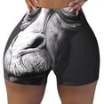 thumbnail image 2 of Rateoe Monochrome Giraffe Expression Printed Power Workout Shorts for Women Tummy Control Squat Proof Ribbed Thick Seamless Scrunch Active Short-Medium, 2 of 8